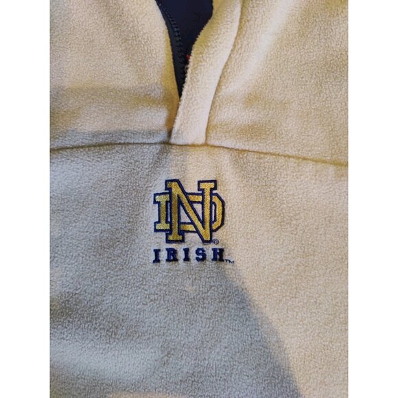 Notre Dame Vtg P2 Reversible Beige Fleece Navy Blue Nylon Pullover Jacket XL - Picture 9 of 12